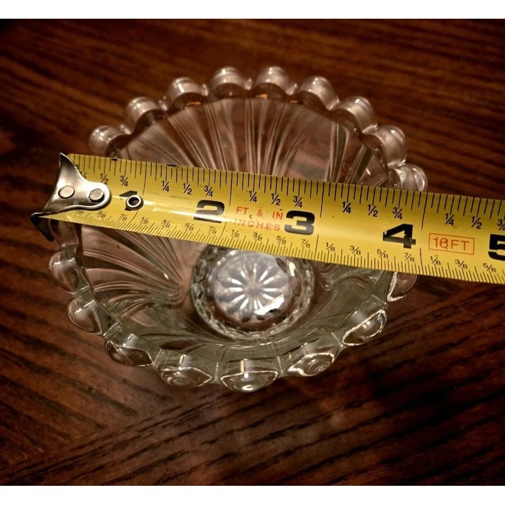 KIG Indonesia Clear Glass Custard Bowl Embossed Scallop Rim‎ Tulip Shaped Lot 2
